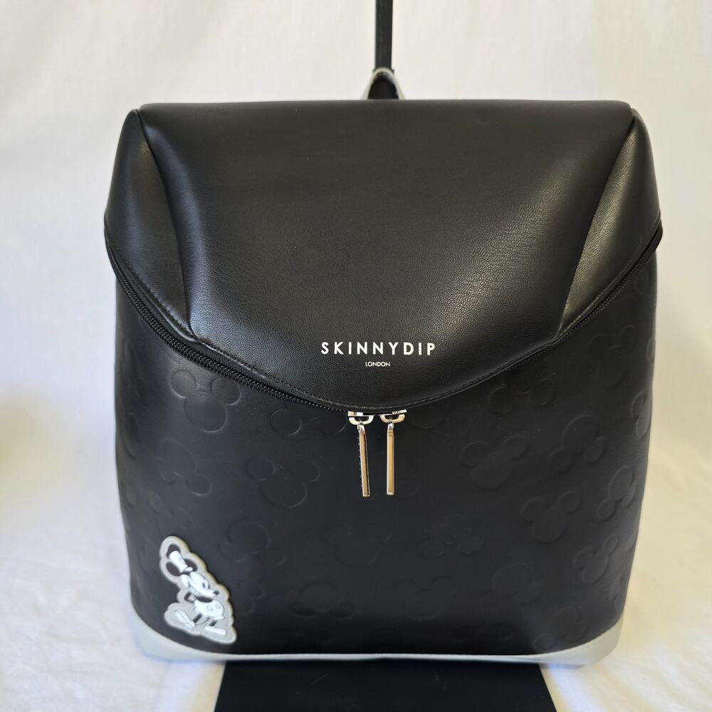 Skinnydip London Disney Steamboat Willie Backpack Black Gray Embossed EUC